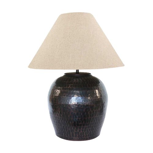 CC Interiors Romo Dark Bronze Lamp With Basket Weave Shade 46cm